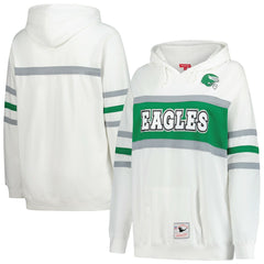 Mitchell & Ness Philadelphia Eagles Women's Plus Size Head Coach Throwback Pullover Hoodie White