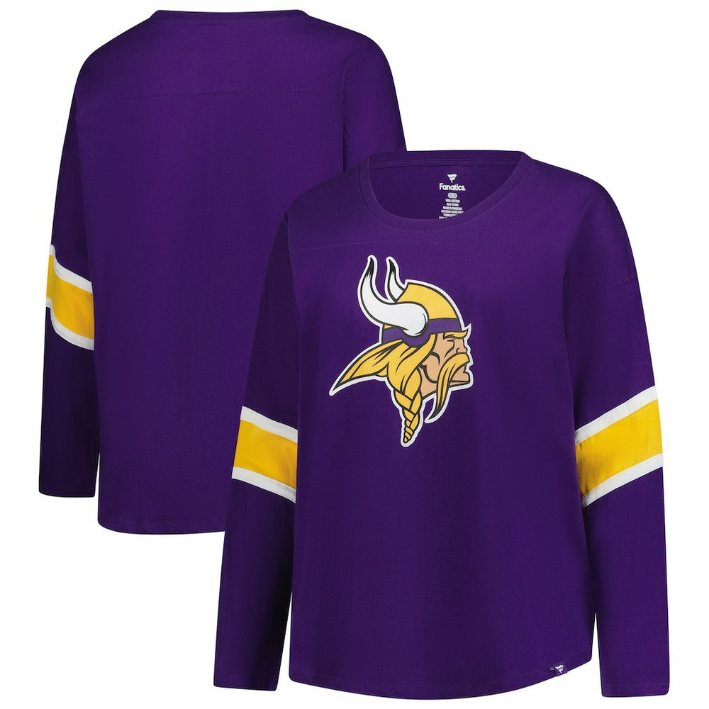 Fanatics Minnesota Vikings Women's Plus Size Redzone 3/4-Sleeve Scoop Neck T-Shirt Purple