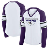 Fanatics Baltimore Ravens Women's Plus Size Redzone Lace Up Long Sleeve T-Shirt White