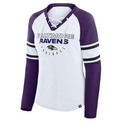 Fanatics Baltimore Ravens Women's Plus Size Redzone Lace Up Long Sleeve T-Shirt White
