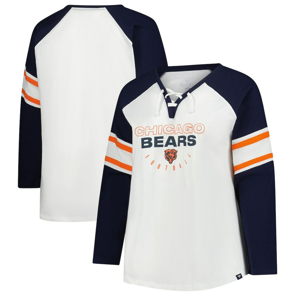 Fanatics Chicago Bears Women's Plus Size Redzone Lace Up Long Sleeve T-Shirt White