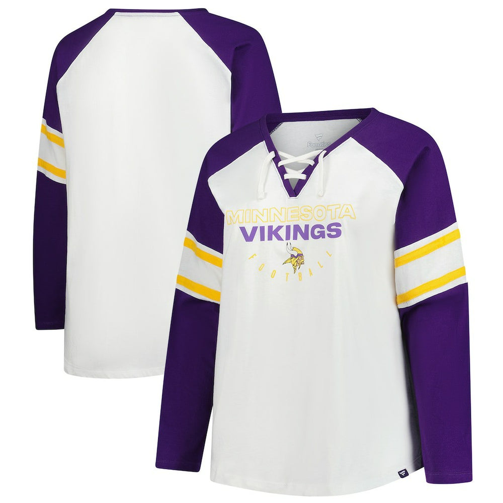 Fanatics Minnesota Vikings Women's Plus Size Redzone Lace Up Long Sleeve T-Shirt White