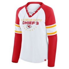 Fanatics Kansas City Chiefs Women's Plus Size Redzone Lace Up Long Sleeve T-Shirt White