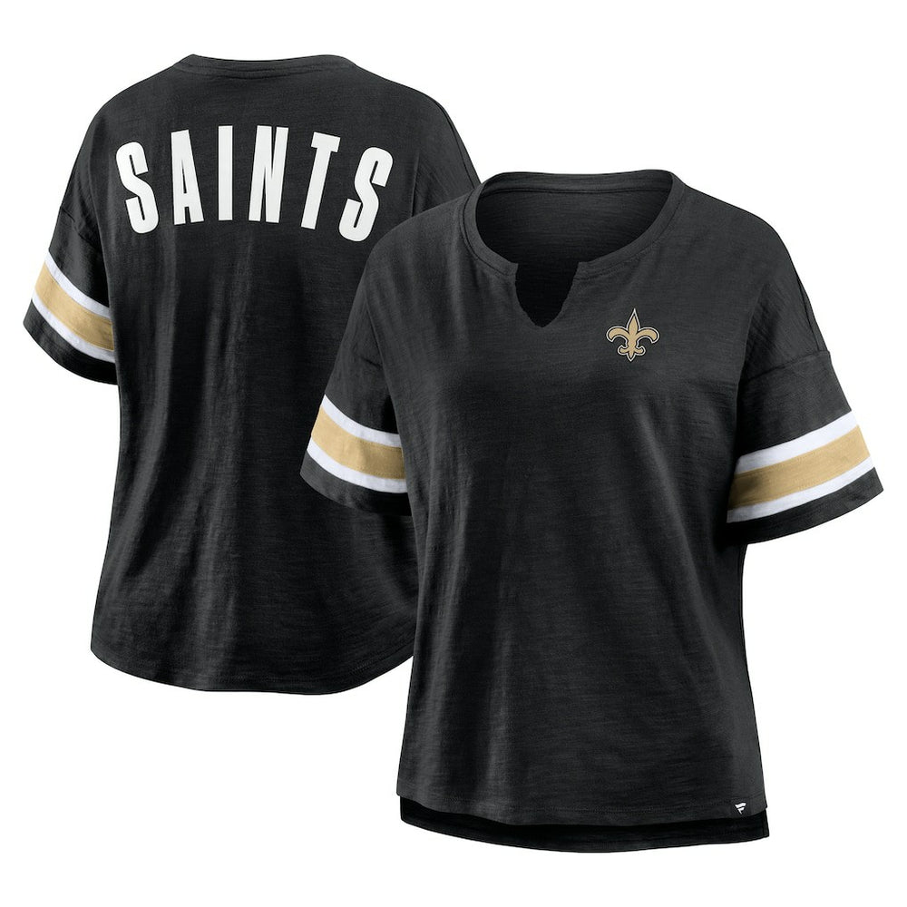 Fanatics New Orleans Saints Women's Plus Size Redzone Notch Neck T-Shirt Black