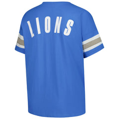 Fanatics Detroit Lions Women's Plus Size Redzone Notch Neck T-Shirt Blue