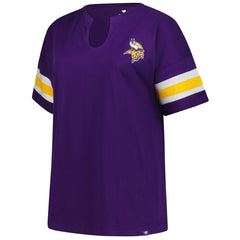 Fanatics Minnesota Vikings Women's Plus Size Redzone Notch Neck T-Shirt Purple