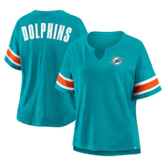 Fanatics Miami Dolphins Women's Plus Size Redzone Notch Neck T-Shirt Aqua