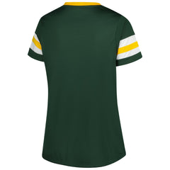 Fanatics Green Bay Packers Women's Plus Size Rhinestone Redzone Athena Lace-Up Notch Neck T-Shirt Green
