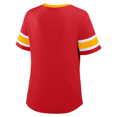 Fanatics Kansas City Chiefs Women's Plus Size Red Zone Athena Lace-Up V-Notch Neck T-Shirt Red