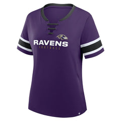 Fanatics Baltimore Ravens Women's Plus Size Red Zone Athena Lace-Up V-Notch Neck T-Shirt Purple