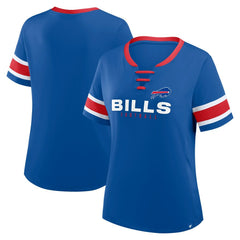 Fanatics Buffalo Bills Women's Plus Size Red Zone Athena Lace-Up V-Notch Neck T-Shirt Royal
