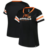 Fanatics Cincinnati Bengals Women's Plus Size Red Zone Athena Lace-Up V-Notch Neck T-Shirt Black
