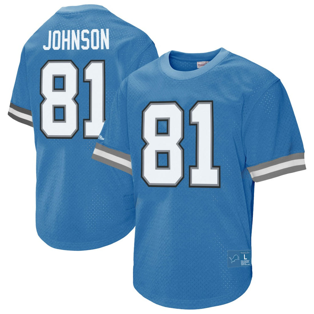 Mitchell & Ness Calvin Johnson Detroit Lions Retired Player Name & Number Mesh Top Blue
