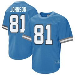 Mitchell & Ness Calvin Johnson Detroit Lions Retired Player Name & Number Mesh Top Blue
