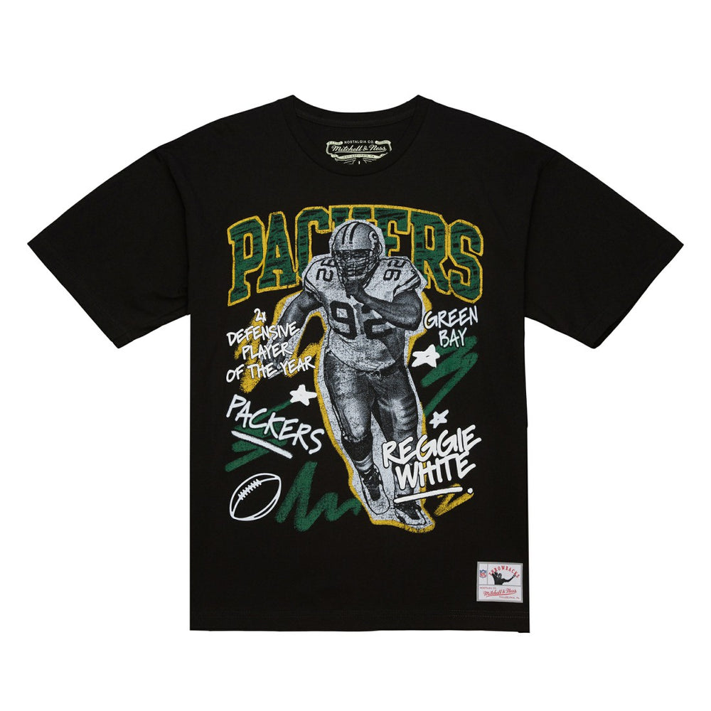 Mitchell & Ness Reggie White Green Bay Packers Chalked Up Player Graphic T-Shirt Black