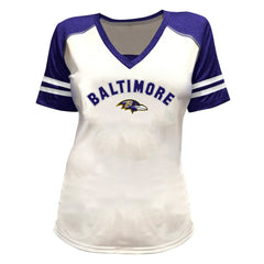 Fanatics Lamar Jackson Baltimore Ravens Women's Plus Size Bling V-Neck T-Shirt White