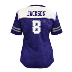 Fanatics Lamar Jackson Baltimore Ravens Women's Plus Size Bling V-Neck T-Shirt White