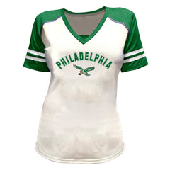 Fanatics Saquon Barkley Philadelphia Eagles Women's Plus Size Bling V-Neck T-Shirt White