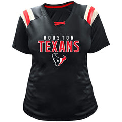 Fanatics C.J. Stroud Houston Texans Women's Plus Size Name & Number Raglan Lace V-Neck T-Shirt Navy