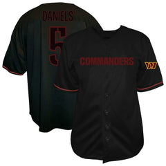 Fanatics Jayden Daniels Washington Commanders Big & Tall Baseball Button-Up Shirt Black