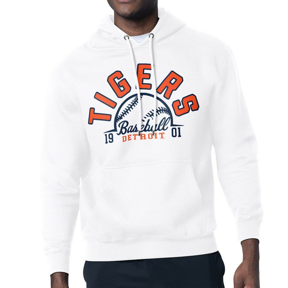 Detroit Tigers Starter Half Ball Team Graphic Pullover Hoodie - White - MLB Lifestyle