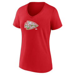 Kansas City Chiefs Women's Number 1 Mom Floral V-Neck T-Shirt Red