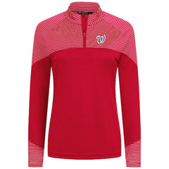 Washington Nationals Levelwear Women's Classic Stripes Insignia 2.0 Raglan Quarter-Zip Top - Red - MLB Sale