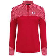 Cincinnati Reds Levelwear Women's Classic Stripes Insignia 2.0 Raglan Quarter-Zip Top - Red - MLB Sale
