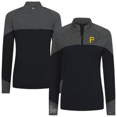 Pittsburgh Pirates Levelwear Women's Classic Stripes Insignia 2.0 Raglan Quarter-Zip Top - Black - MLB Discount