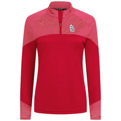 St. Louis Cardinals Levelwear Women's Classic Stripes Insignia 2.0 Raglan Quarter-Zip Top - Red - MLB Discount