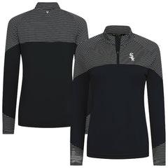 Chicago White Sox Levelwear Women's Classic Stripes Insignia 2.0 Raglan Quarter-Zip Top - Black - MLB on Sale
