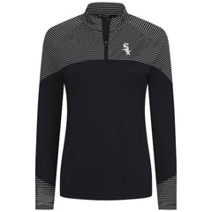 Chicago White Sox Levelwear Women's Classic Stripes Insignia 2.0 Raglan Quarter-Zip Top - Black - MLB on Sale