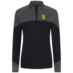 San Diego Padres Levelwear Women's Classic Stripes Insignia 2.0 Raglan Quarter-Zip Top - Black - MLB on Sale