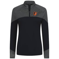 Baltimore Orioles Levelwear Women's Classic Stripes Insignia 2.0 Raglan Quarter-Zip Top - Black - MLB Lifestyle
