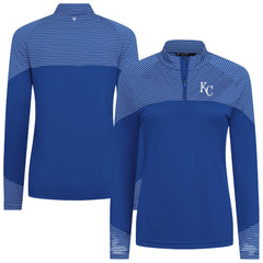 Kansas City Royals Levelwear Women's Classic Stripes Insignia 2.0 Raglan Quarter-Zip Top - Royal - MLB Sale