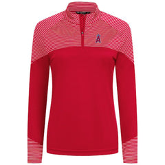 Los Angeles Angels Levelwear Women's Classic Stripes Insignia 2.0 Raglan Quarter-Zip Top - Red - MLB on Sale
