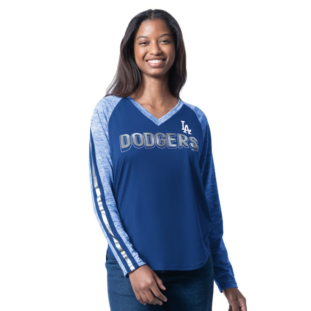 Los Angeles Dodgers G-III 4Her by Carl Banks Women's Top Dog Raglan Long Sleeve V-Neck T-Shirt - Royal - MLB Sale