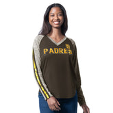 San Diego Padres G-III 4Her by Carl Banks Women's Top Dog Raglan Long Sleeve V-Neck T-Shirt - Brown - MLB on Sale