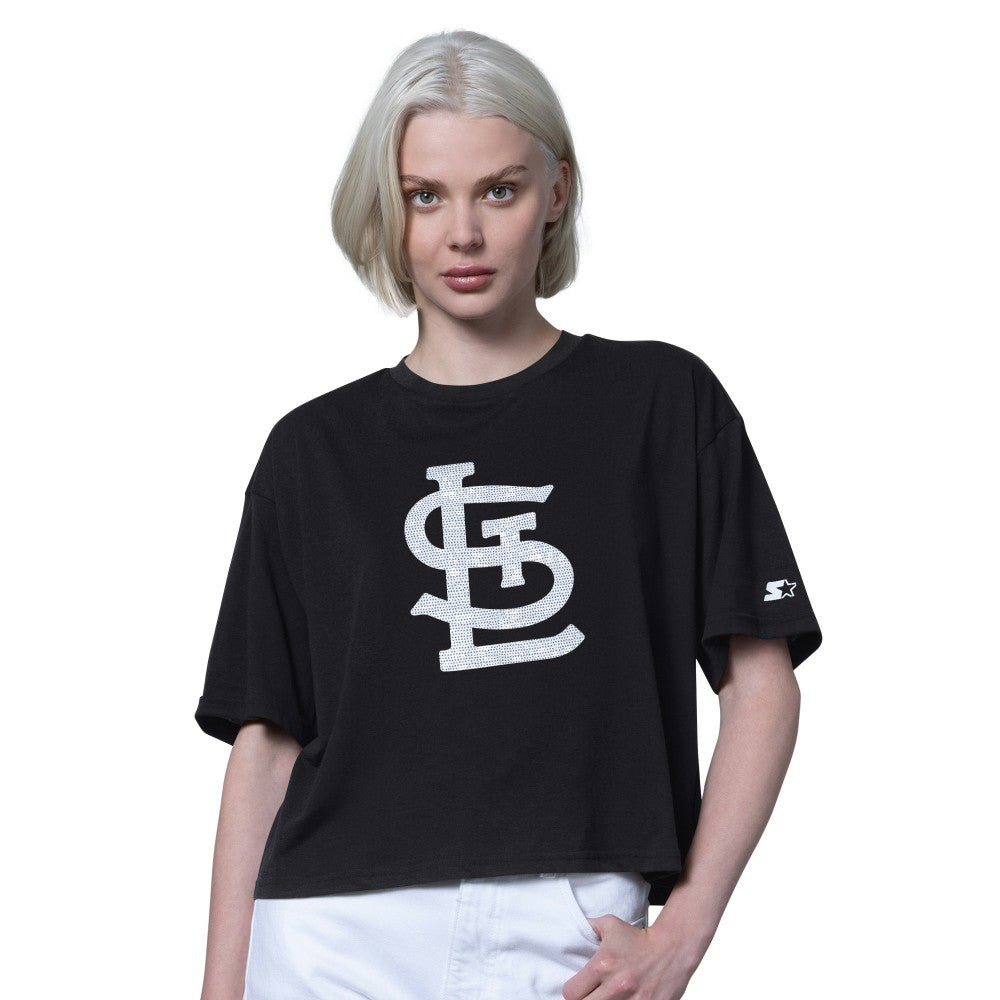 St. Louis Cardinals Starter Women's Holy Grail Boxy Cropped T-Shirt - Black - MLB Online