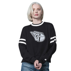Cleveland Guardians Starter Women's Rally Cropped Drop Shoulder Crewneck Sweatshirt - Black - MLB on Sale