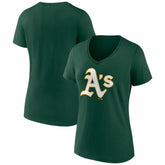 Athletics Women's Logo V-Neck T-Shirt - Green - MLB Discount