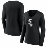 Chicago White Sox Women's Logo Long Sleeve V-Neck T-Shirt - Black - MLB Online