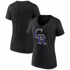 Colorado Rockies Women's Logo V-Neck T-Shirt - Black - MLB on Sale
