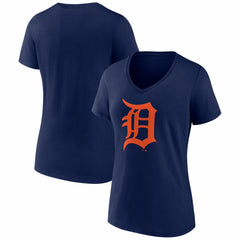 Detroit Tigers Women's Logo V-Neck T-Shirt - Navy - MLB on Sale
