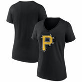 Pittsburgh Pirates Women's Logo V-Neck T-Shirt - Black - MLB Sale