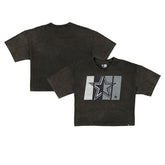 Dallas Cowboys New Era Women's Boxy Cropped Sport Night Mineral Wash T-Shirt Black