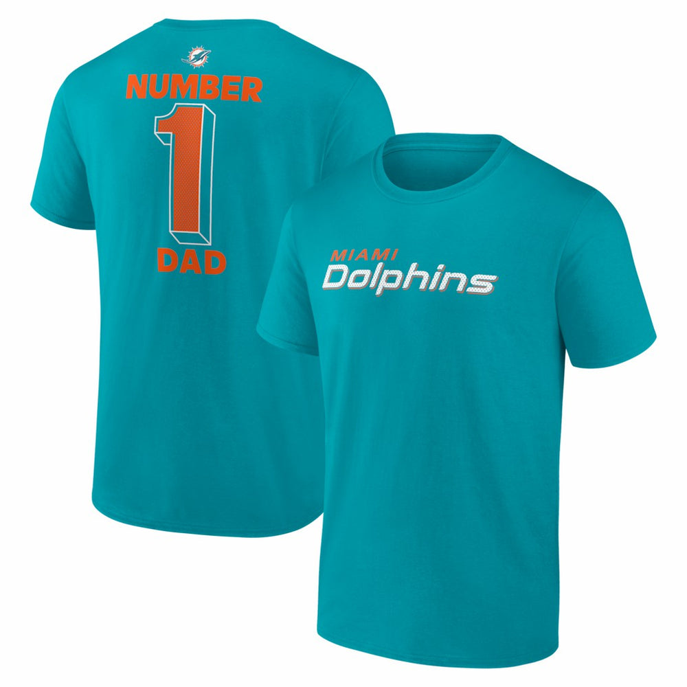 Miami Dolphins #1 Dad Jersey T-Shirt Aqua