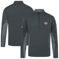 Cincinnati Reds Levelwear Waffle Insignia 2.0 Quarter-Zip Pullover - Heather Black - MLB Online