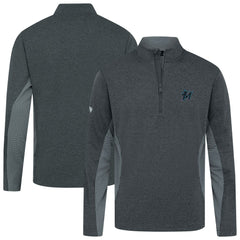 Miami Marlins Levelwear Waffle Insignia 2.0 Quarter-Zip Pullover - Heather Black - MLB Discount