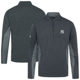 New York Yankees Levelwear Waffle Insignia 2.0 Quarter-Zip Pullover - Heather Black - MLB Sale
